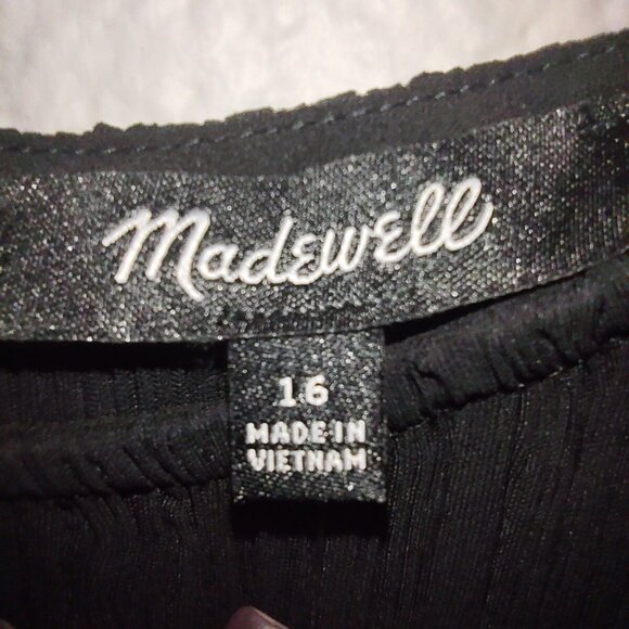 Madewell Plissé Mini Tee Dress Black Women's Size 16 NWT - Picture 8 of 11